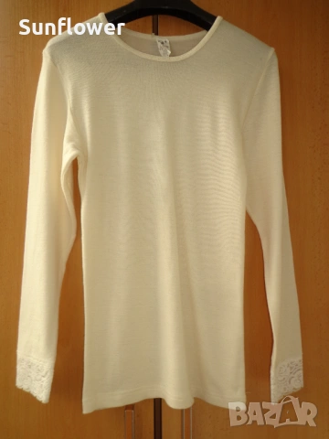 Комплект топ и клин от бежова мерино вълна EVA (Дания), размер M, снимка 4 - Блузи с дълъг ръкав и пуловери - 53398039