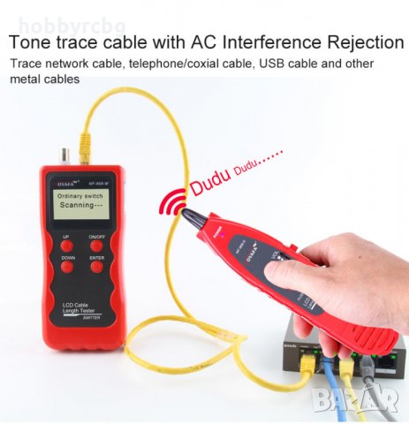 Кабелен тестер за проследяване, тестване и измерване на лан кабели с ниско напрежение, снимка 6 - Друга електроника - 35991371