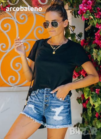 Дамски улични хипстърски скъсани дънкови къси панталони 