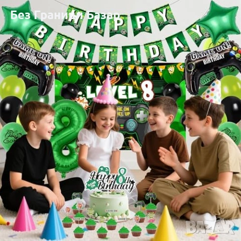 Нова 8-и рожден ден гейминг украса 38 части банер балони фон дете парти, снимка 7 - Други - 53665305