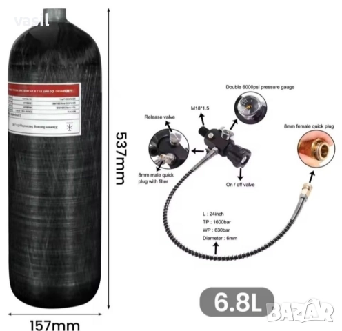 PCP оборудване: бутилки, компресор и помпа, снимка 6 - Въздушно оръжие - 52472235