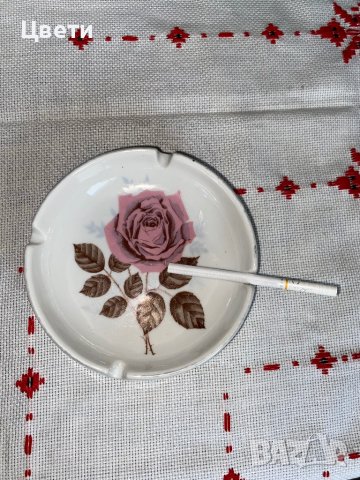 Порцеланов пепелник с роза, снимка 7 - Антикварни и старинни предмети - 41062981