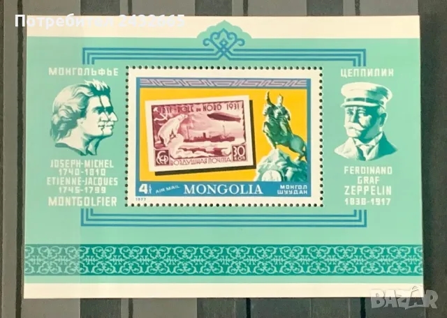 2497. Монголия 1977 = “ Транспорт. История на въздушната поща с дирижабли и балони.“, **