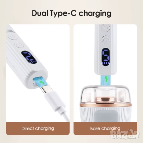 Безжична Електрическа пила, УВ лампа за нокти 2 в 1 маникюр и педикюр, снимка 6 - Електрически пили за пети - 52128719