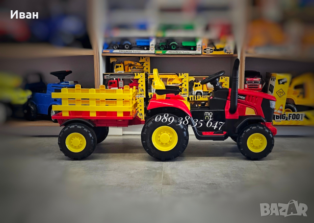 ТОП ЦЕНА!НОВО!Акумулаторен трактор с ремарке Rancher с 12V,дистанционно,USB, снимка 5 - Други - 44739697