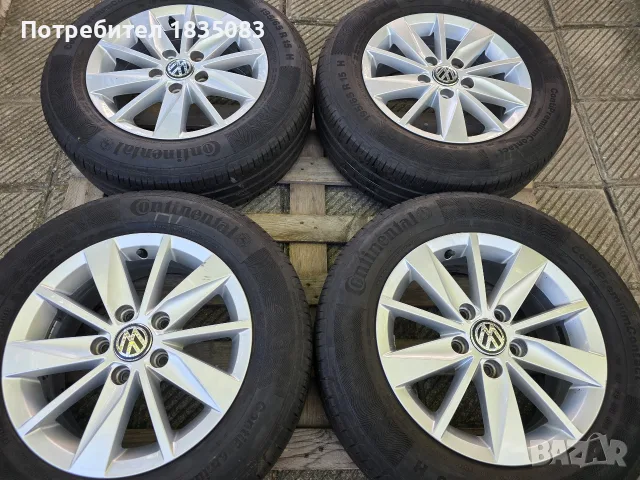 Лети джанти 15ки 5х112 + летни гуми 195/65/15 Continental, снимка 3 - Гуми и джанти - 55993455