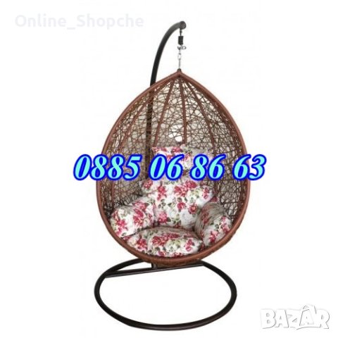 Висящ ратанов стол – люлка тип гнездо, снимка 2 - Градински мебели, декорация  - 40776300