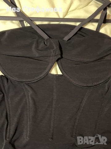 Нова елегнтна черна парти официална коктелна еластична миди midi дължина рокля тип бюстие корсет , снимка 8 - Рокли - 51860317