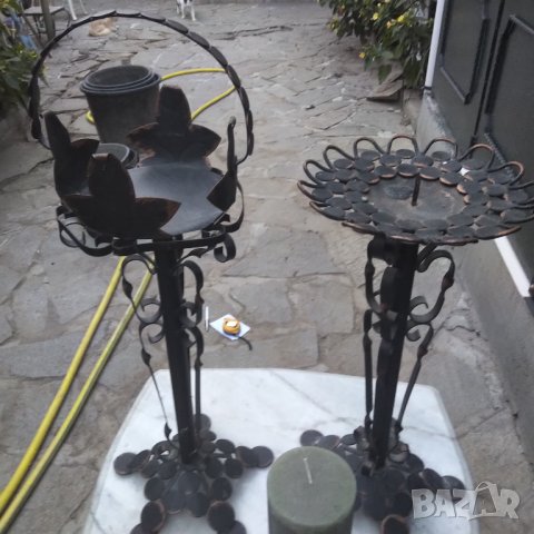 Ковано желязо лот свещник и цветарник , снимка 2 - Декорация за дома - 41968121