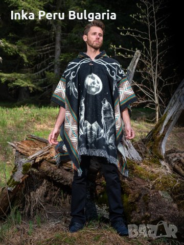 Автентичнo еквадорско унисекс вълнено пончо с вълци, различни цветове, снимка 9 - Пуловери - 35847418