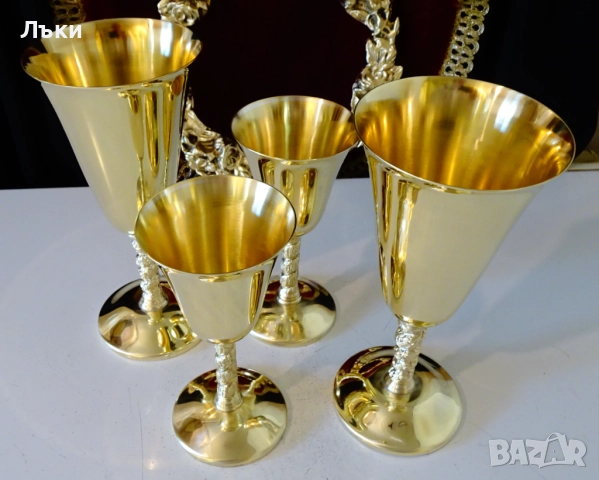 Бронзови чаши за вино 140 мл.,релефно грозде,позлата. , снимка 12 - Антикварни и старинни предмети - 52228282