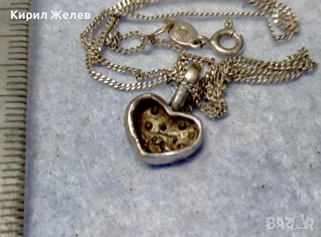 ФИНО МАРКОВО СРЕБЪРНО КОЛИЕ СРЕБРО 925 с ЕМАЙЛИРАНА СРЕБЪРНА ВИСУЛКА СЪРЧИЦЕ със СИНИ ЦИРКОНИ 38802, снимка 7 - Колиета, медальони, синджири - 49704287