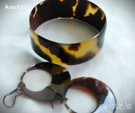 Комплект от черупка на костенурка, снимка 2 - Бижутерийни комплекти - 51778996