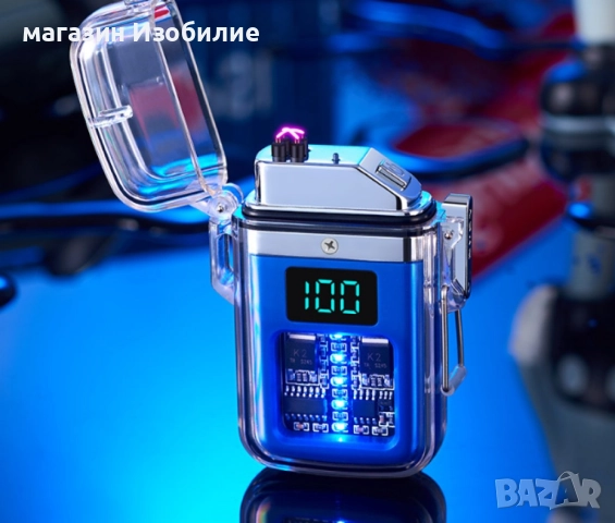 Елегантна прозрачна ветроустойчива запалка с LED светлинки, снимка 3 - Други - 52316474