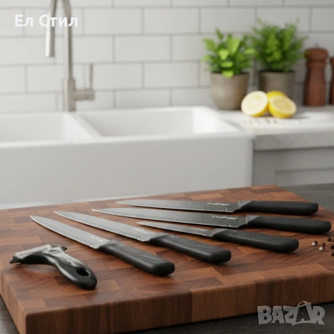 Комплект кухненски н о ж о в е Cheffinger MB09 – 6 части с мраморно покритие и магнитна кутия, снимка 4 - Прибори за хранене, готвене и сервиране - 53567256