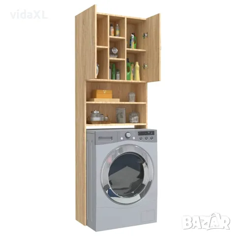 vidaXL Шкаф за пералня, дъб сонома, 64x25,5x190 см, снимка 6 - Шкафове - 56147857