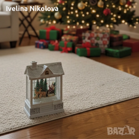 Снежна Коледна къщичка с Дядо Коледа – Идеален празничен акцент, снимка 3 - Декорация за дома - 52671406