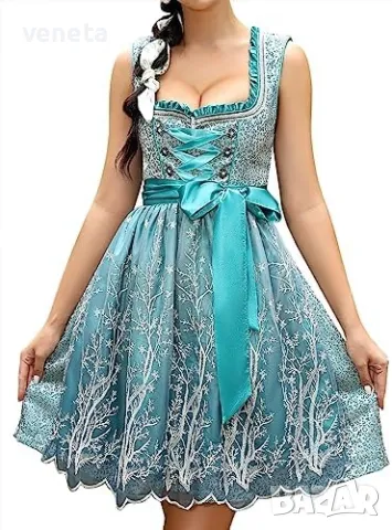 HAUSPROFI Дамска жакардова рокля от 2 части Dirndl, къса с престилка

