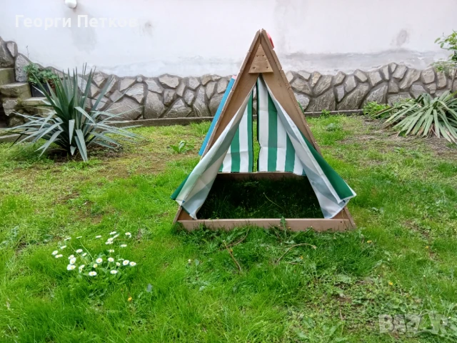 Детска дървена къщичка, с рампа за катерене., снимка 8 - Образователни игри - 51308265