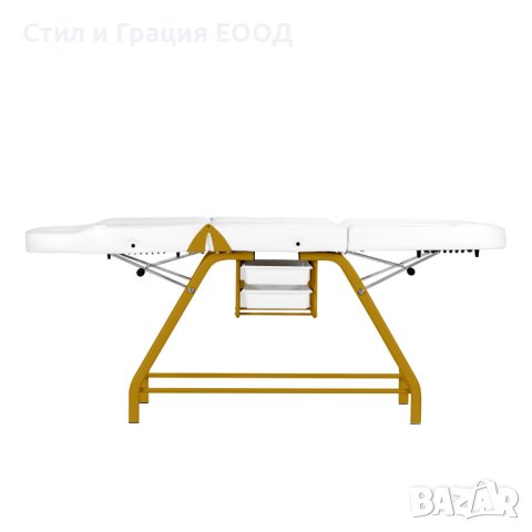 Фиксирана кушетка 557G - бяла/черна със златиста рамка 184 x 60/80 x 76 см, снимка 7 - Кушетки - 41678454