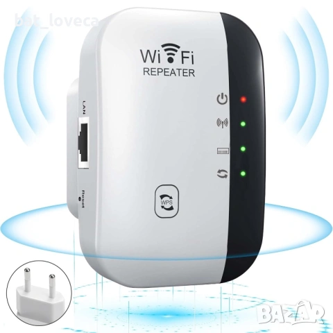 Усилвател на безжичен WiFi сигнал, 300Mbps, 802.11n b.g., Свързване до 35 устройства, WPS функция с 