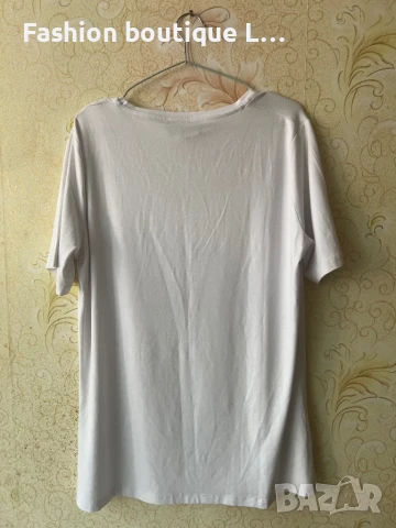 Бяла тениска 46 размер с щампа 🤍 , снимка 7 - Тениски - 50780419