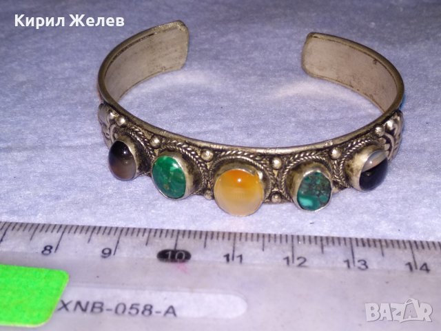 СТАРА СКЪПОЦЕННА ОРИЕНТАЛСКА ПОСРЕБРЕНА БРОНЗОВА РЕГУЛИРУЕМА ЕТНОГРАФСКА ГРИВНА 8650, снимка 2 - Антикварни и старинни предмети - 41196195