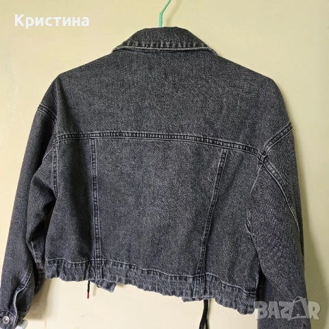 Дънково яке с връзки, снимка 3 - Якета - 51972296