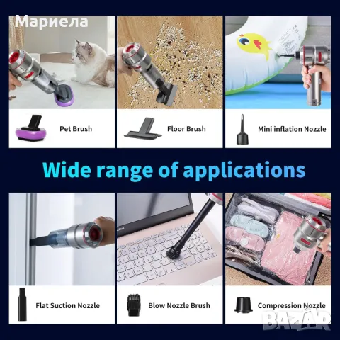 Акумулаторна Прахосмукачка за Кола и за Дома 6000mAh / 16 000Pa / Мощна Ръчна Прахосмукачка, снимка 5 - Прахосмукачки - 49673224