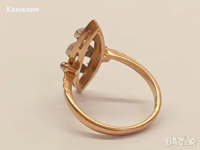 Руско злато. Пръстен с брилианти. , снимка 11 - Пръстени - 56029490