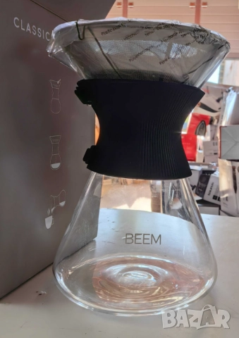 1бр/ Стъклена кана с метален филтър BEEM Classic Selection Pour Over (до 6 чаши)