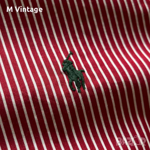 Мъжка риза Polo Ralph Lauren Classic Fit Striped Stretch Poplin Shirt Red/White, снимка 7 - Ризи - 49610886