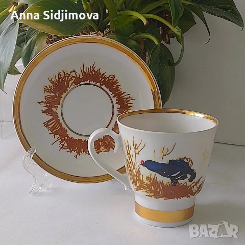 Руски порцелан ЛФЗ чаша с чинийка , снимка 3 - Чаши - 53723837
