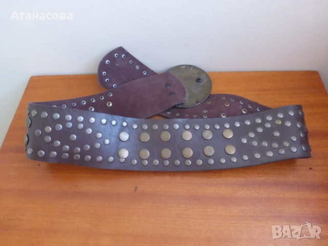 Широк дамски кожен колан с капси, снимка 9 - Колани - 50759053