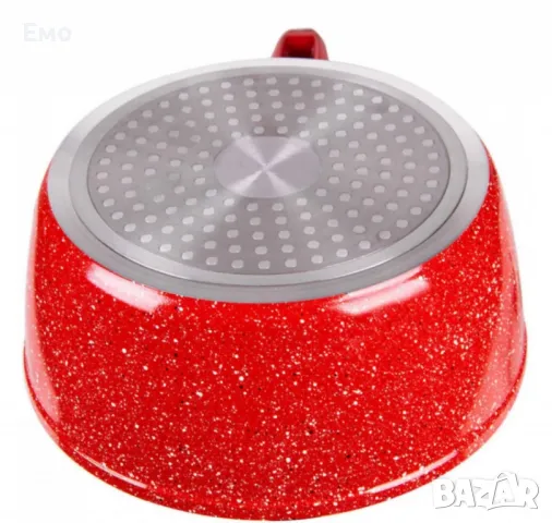 Касерола с капак Voltz, 18см. / 1.6л., Мраморно покритие, Индукция, Червен, снимка 3 - Съдове за готвене - 47904125