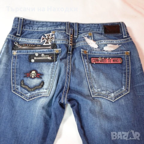 $219 Мъжки дънки Robins Jeans Mens 36 Blue Pants Studded Patches Grunge Street Wear 36x33 Vintage 