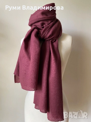 Голям Шал в цвят бордо Bruuns bazaar 50 % вълна и 50 % коприна