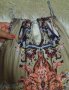 КРАСИВА дълга рокля в пейсли принт с презрамки от сребристи синджирчета, снимка 4