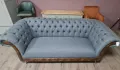 Сив комплект от плат Честърфийлд диван тройка и фотьойл, снимка 12