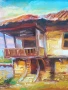 Димитър Генев 33x27см/малка българска картина масло върху платно/стара къща край морето, снимка 3