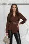 Блуза “Chocolate Elegance” – кафява блуза с прехлупване и златни копчета арт.5074, снимка 1