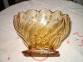 Винтидж арт деко 1930 стъклена купа кехлибарен цвят , снимка 5