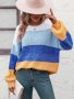 Дамски моден пуловер с цветни блокове, 3цвята - 023, снимка 15