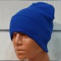 Нова дамска зимна шапка с подгъв в син цвят, снимка 1 - Шапки - 39325465