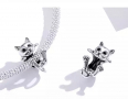 Талисман сребърен за гривна Пандора сребристо коте, модел 048, снимка 1 - Гривни - 36232572