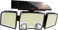 Соларна охранителна лампа LUTEC с 2 сензора, 332 LED 7000K 1500LM, сензор за движение, водоустойчива