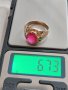 Златен пръстен 14к с гема(камея)изработена на натурален рубин., снимка 11