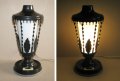 Стара метална настолна нощна лампа стъклен абажур, отлична, снимка 1 - Настолни лампи - 44449589