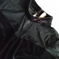 Елегантна дамска рокля черно кадифе с дантела, снимка 2 - Рокли - 35955580