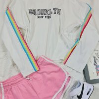 Комплект къси розови панталонки и кроп блуза, снимка 3 - Детски комплекти - 40921480